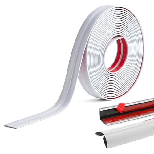 HASTHIP® 1 Rolls White Wall Molding Trim - Flexible PVC Corner Guards & Caulk Strip, Apply in Table Edge Door Frame Baseboard, 9.84ft x 0.78in HASTHIP® 1 Rolls White Wall Molding Trim - Flexible PVC Corner Guards & Caulk Strip, Apply in Table Edge Door Frame Baseboard, 9.84ft x 0.78in